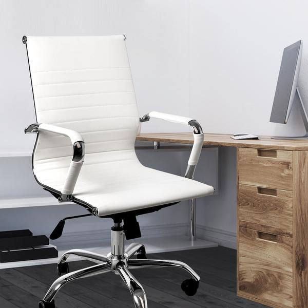 office & study Gaming Chairs PU Mat Seat Mid-Back Computer White
