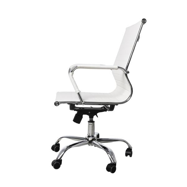 office & study Gaming Chairs PU Mat Seat Mid-Back Computer White