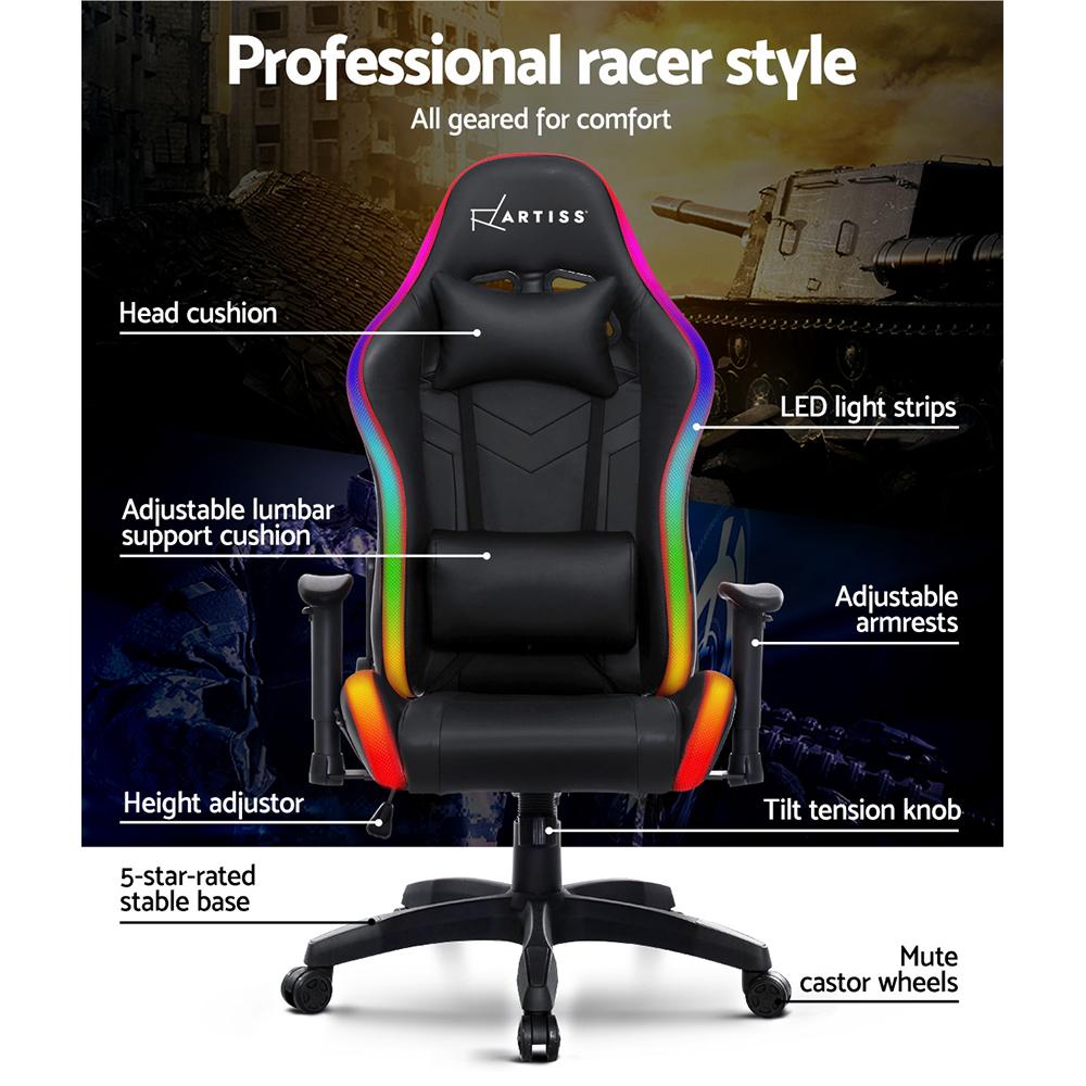 early sale simpledeal Gaming Office Chair RGB LED Lights Computer Desk Chair Home Work Chairs