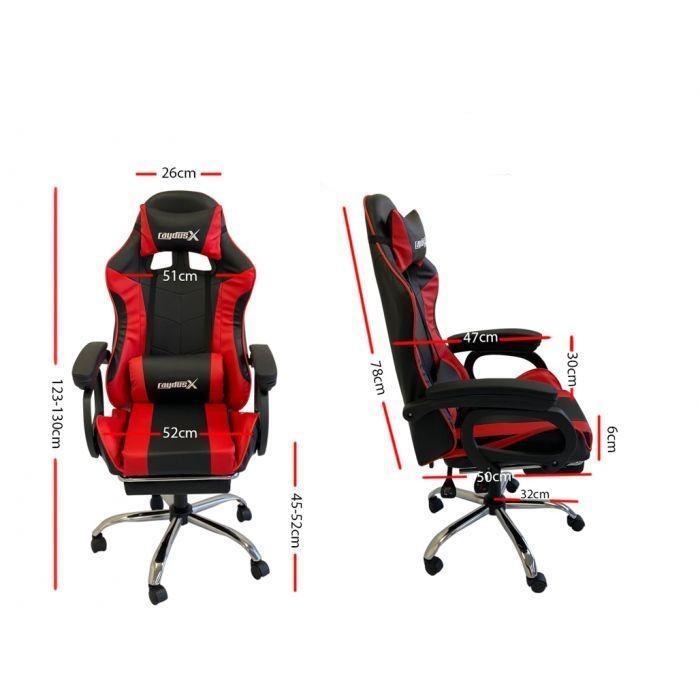 Red Gaming Office Chairs With Back Massage Pointer And Recliner Footrest