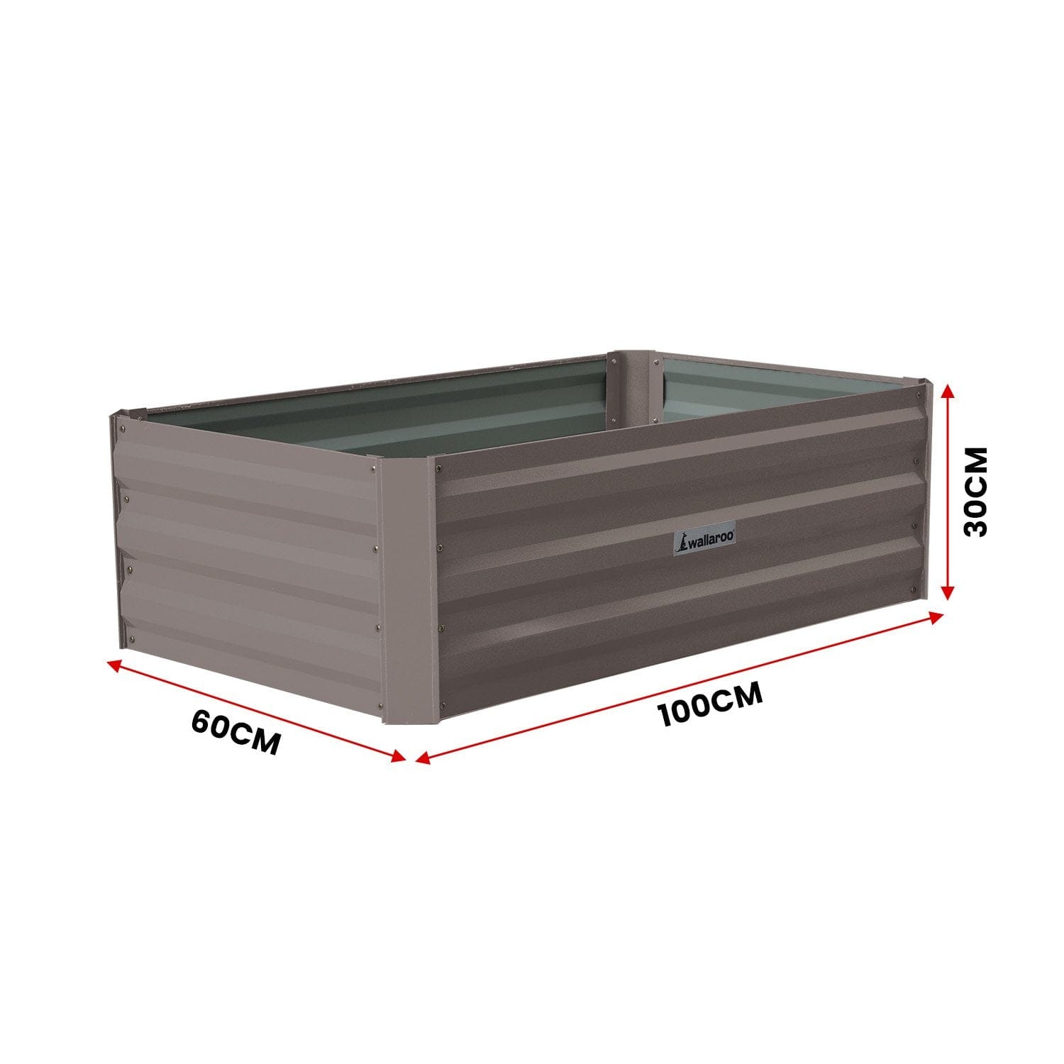 Garden Bed 100 x 60 x 30cm Galvanized Steel - Grey