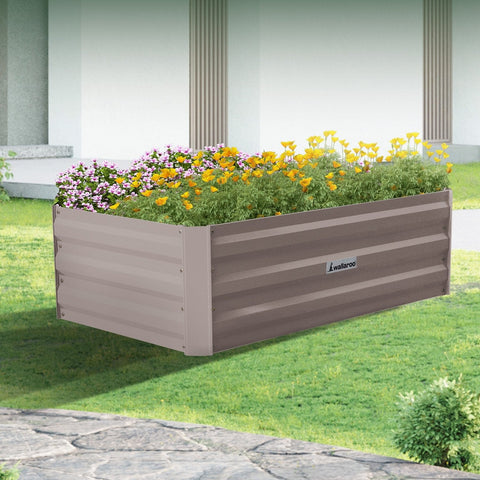 Garden Bed 100 x 60 x 30cm Galvanized Steel - Grey