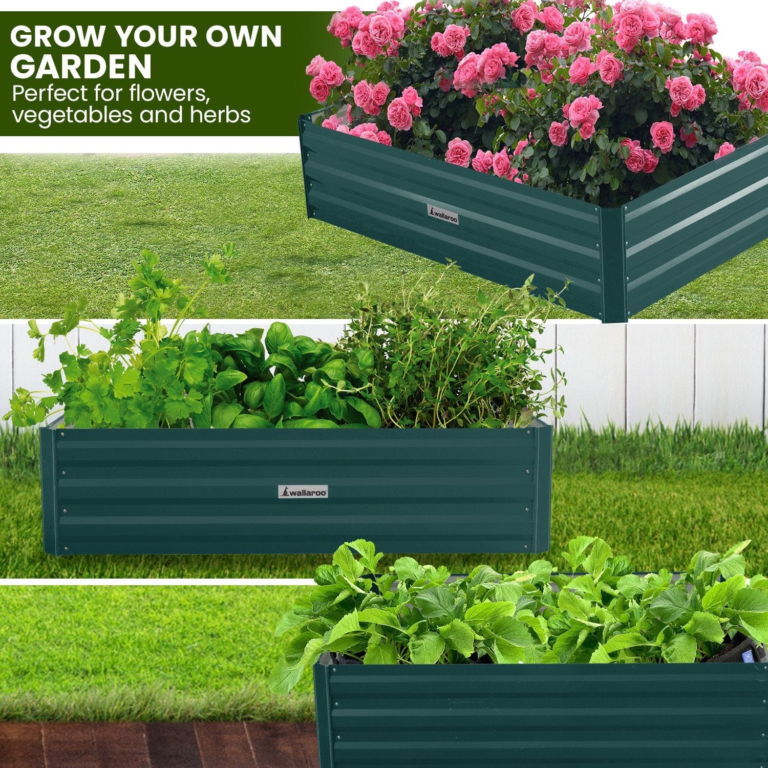 Garden Bed 150 x 90 x 30cm Galvanized Steel - Green