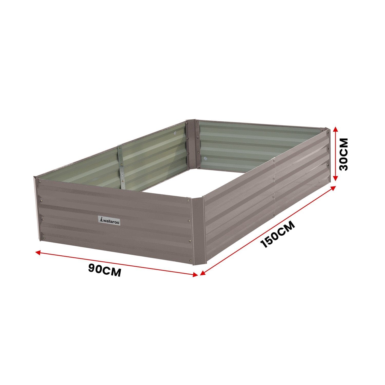 Garden Bed 150 x 90 x 30cm Galvanized Steel - Grey