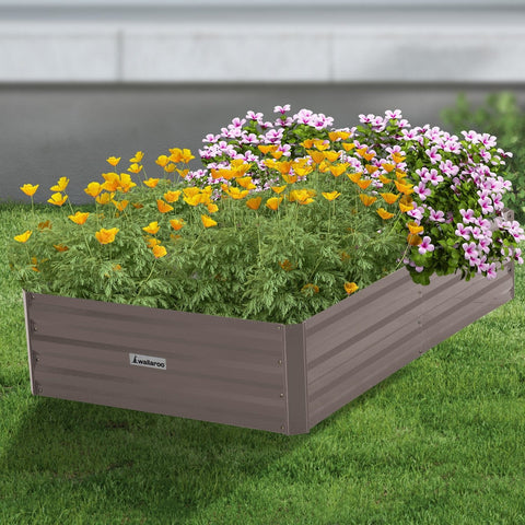 Garden Bed 150 x 90 x 30cm Galvanized Steel - Grey