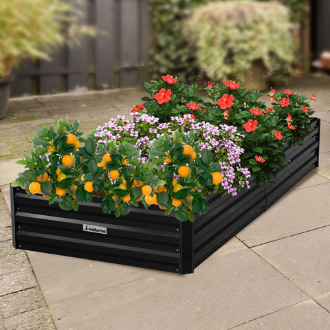 Garden Bed 210 x 90 x 30cm Galvanized Steel - Black