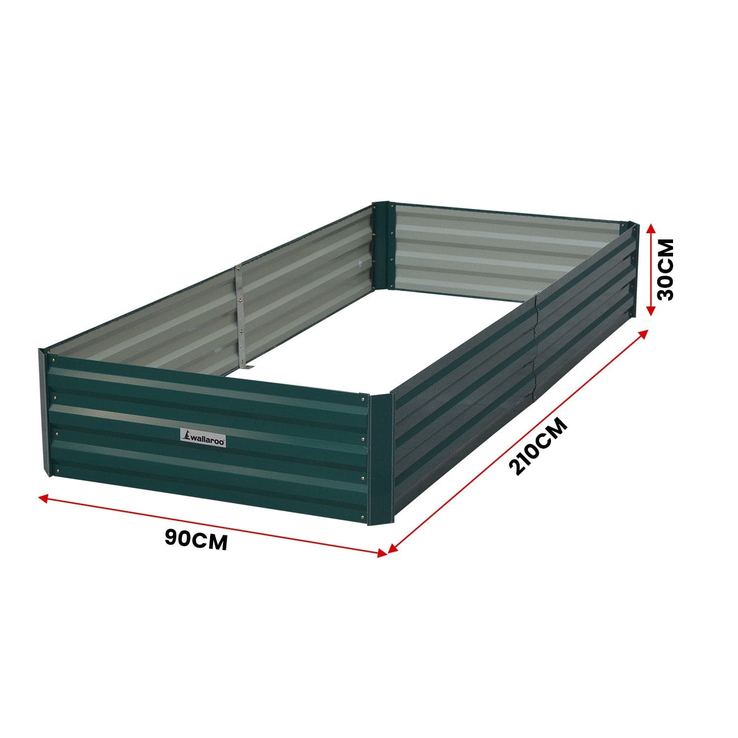 Garden Bed 210 x 90 x 30cm Galvanized Steel - Green