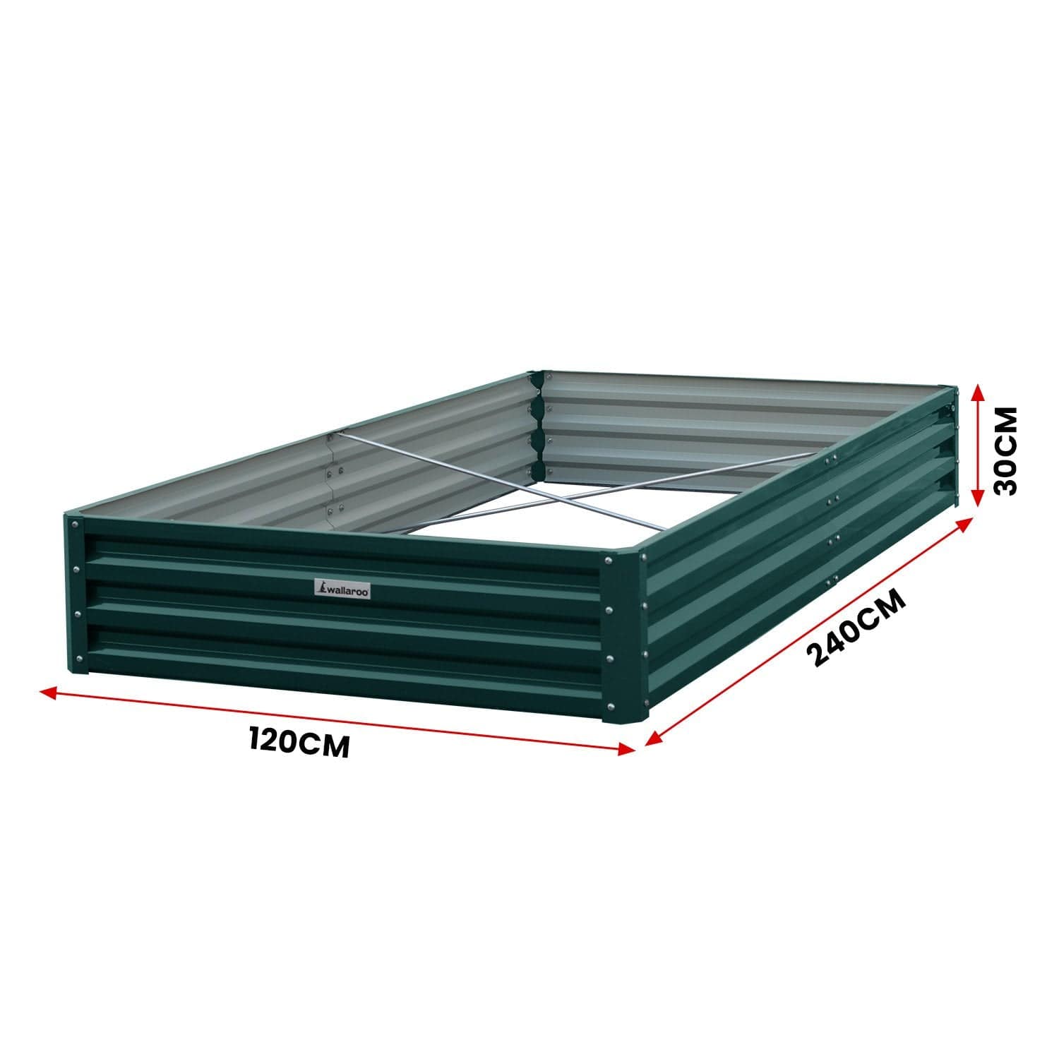 Garden Bed 240 x 120 x 30cm Galvanized Steel - Green