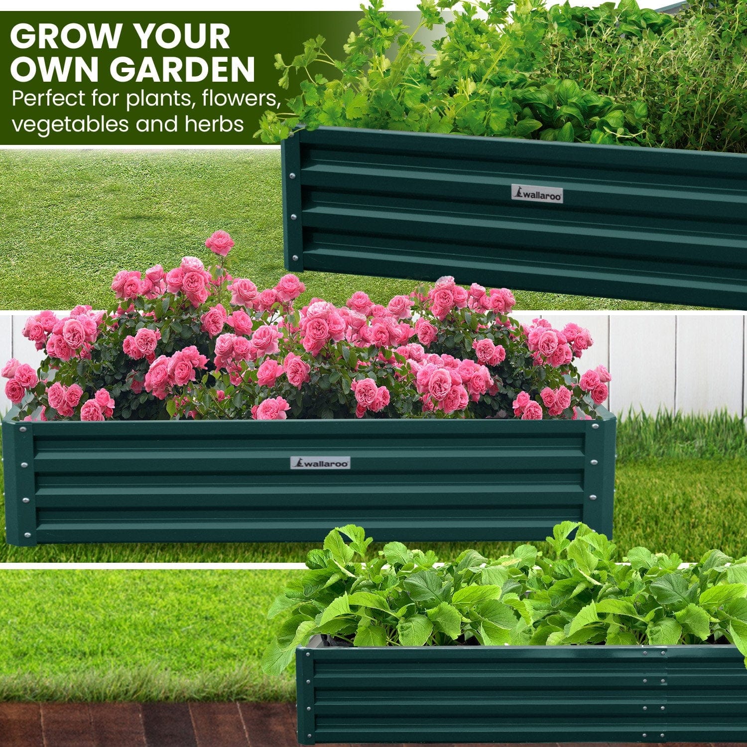 Garden Bed 240 x 120 x 30cm Galvanized Steel - Green