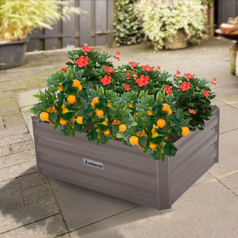 Garden Bed 80 x 60 x 30cm Galvanized Steel - Grey