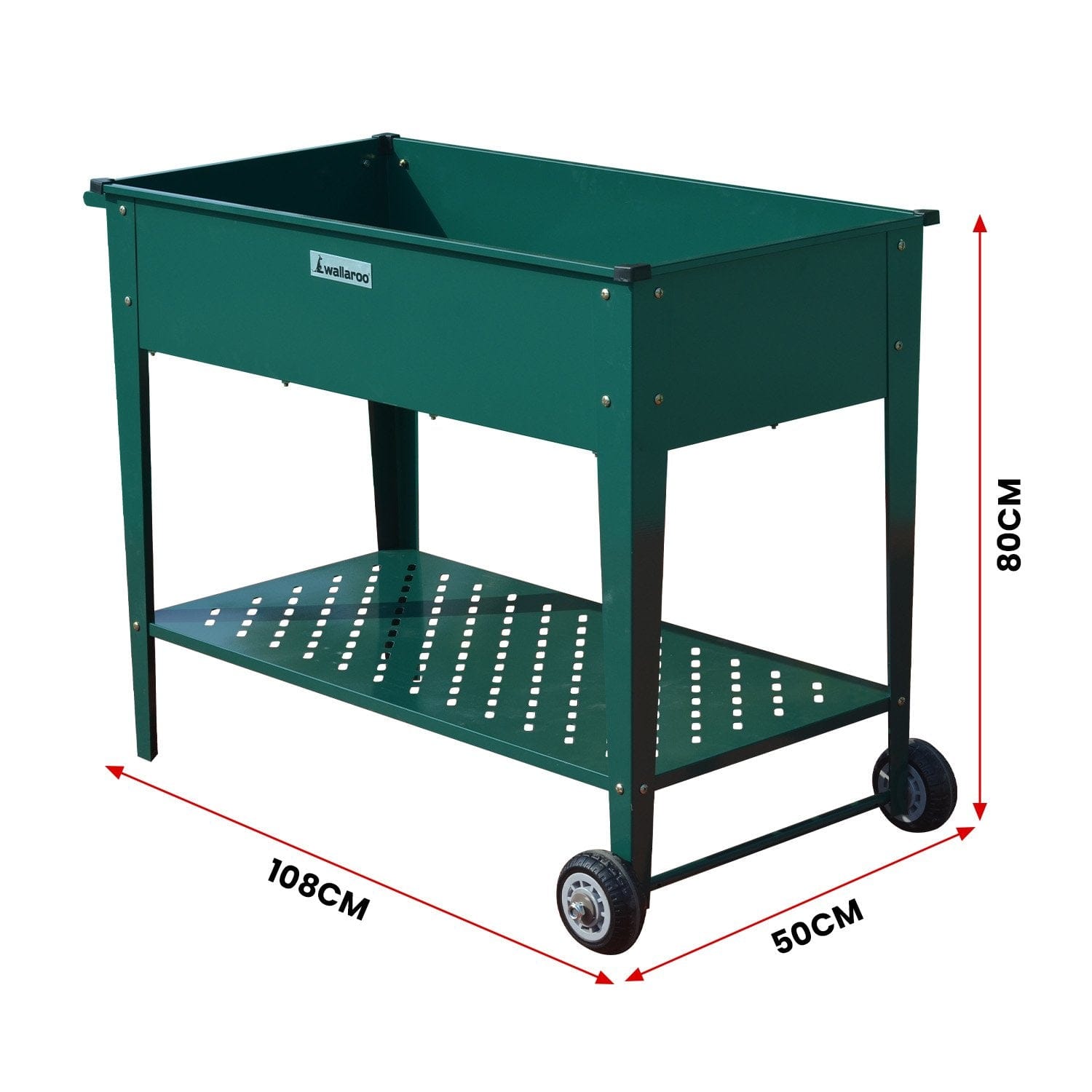 Garden Bed Cart Raised Planter Box 108.5 x 50.5 x 80cm Galvanized Steel - Green