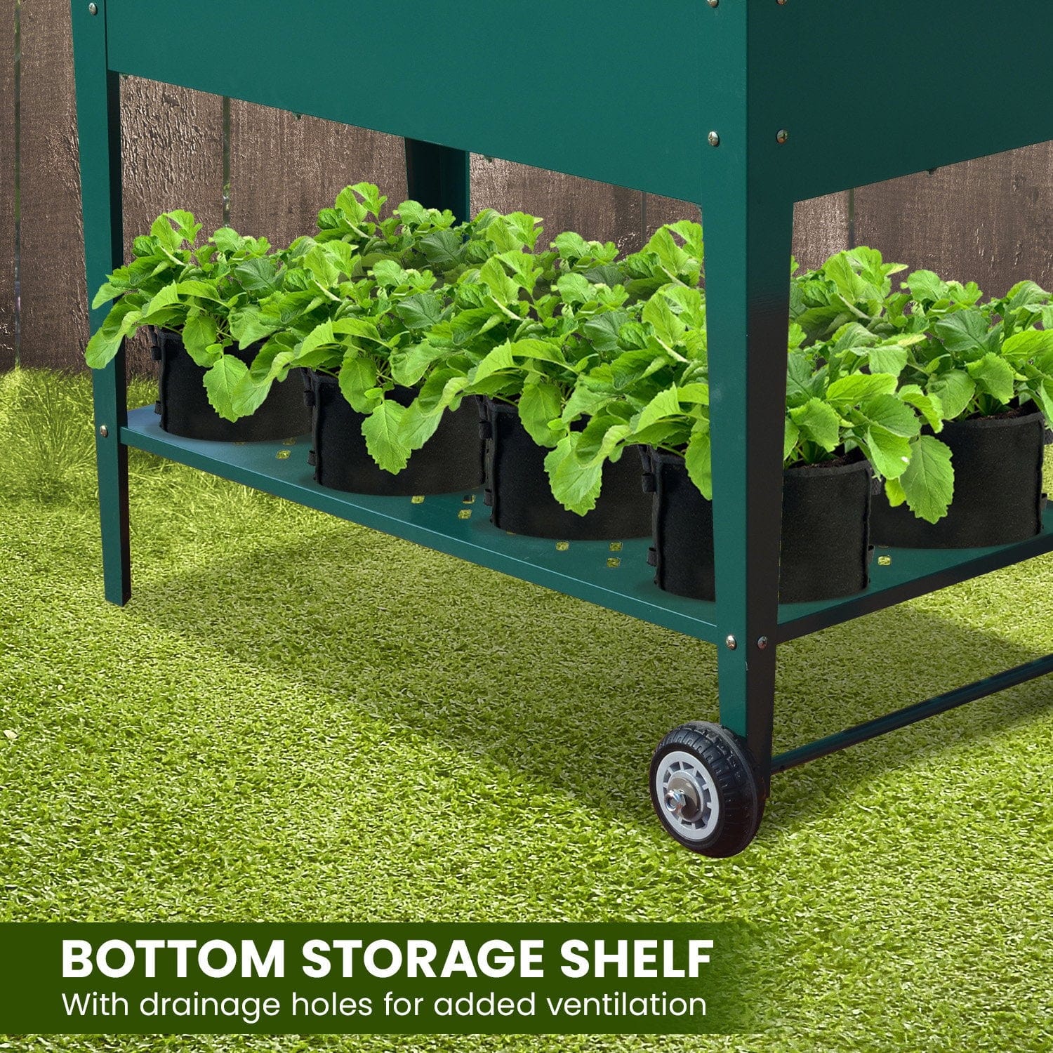 Garden Bed Cart Raised Planter Box 108.5 x 50.5 x 80cm Galvanized Steel - Green