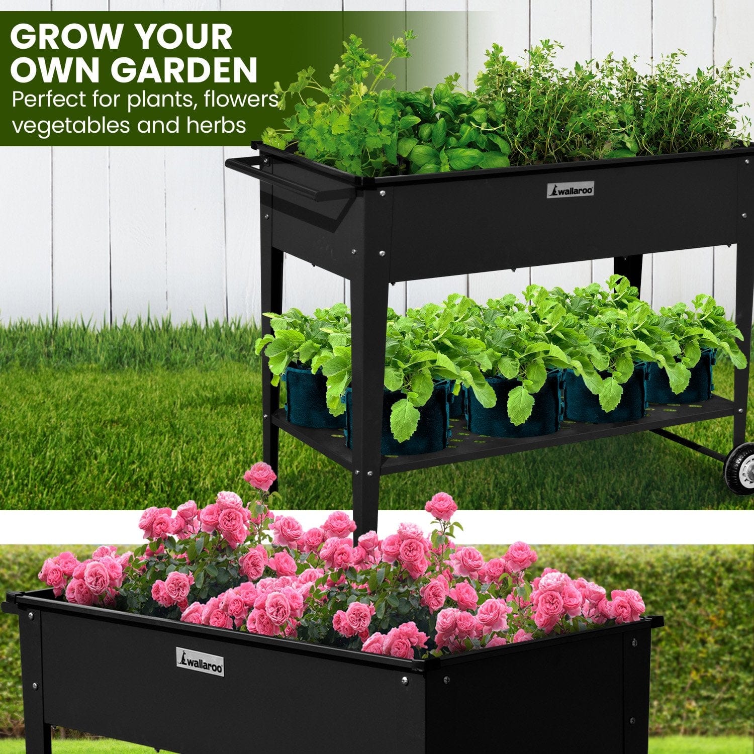 Garden Bed Raised 108.5 x 50.5 x 80cm Galvanized Steel  Black