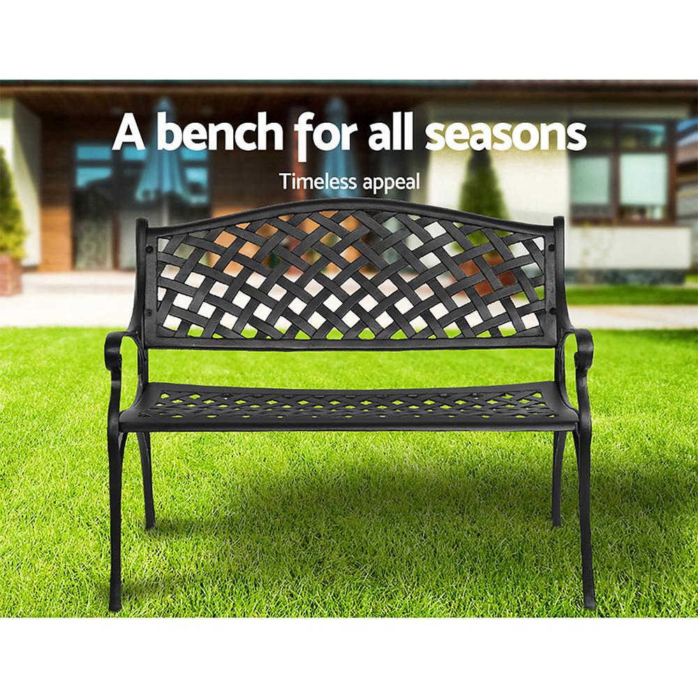 early sale simpledeal Garden Bench Outdoor Seat Chair Cast Aluminium Park Black
