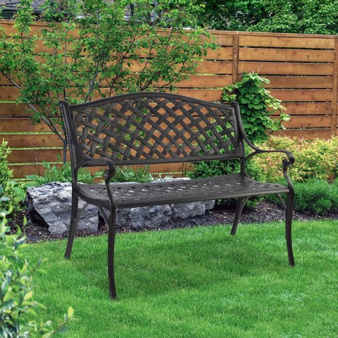 early sale simpledeal Garden Bench Outdoor Seat Chair Cast Aluminium Park Black