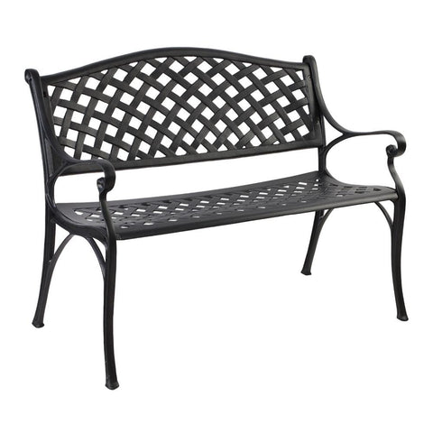 Garden Bench Outdoor Seat Chair Cast Aluminium Park Black