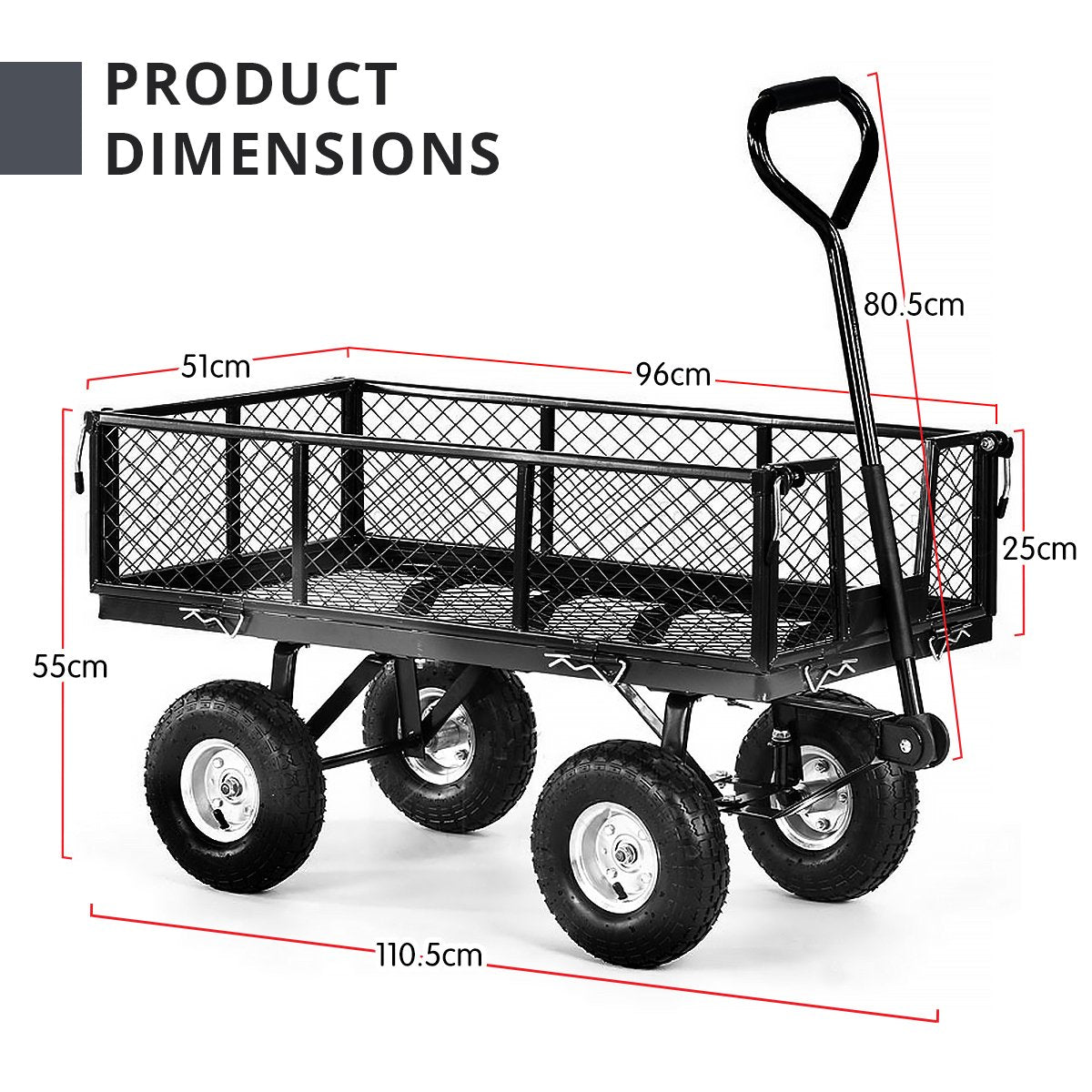 garden care Garden Cart with Mesh Liner Lawn Folding Trolley Hammer