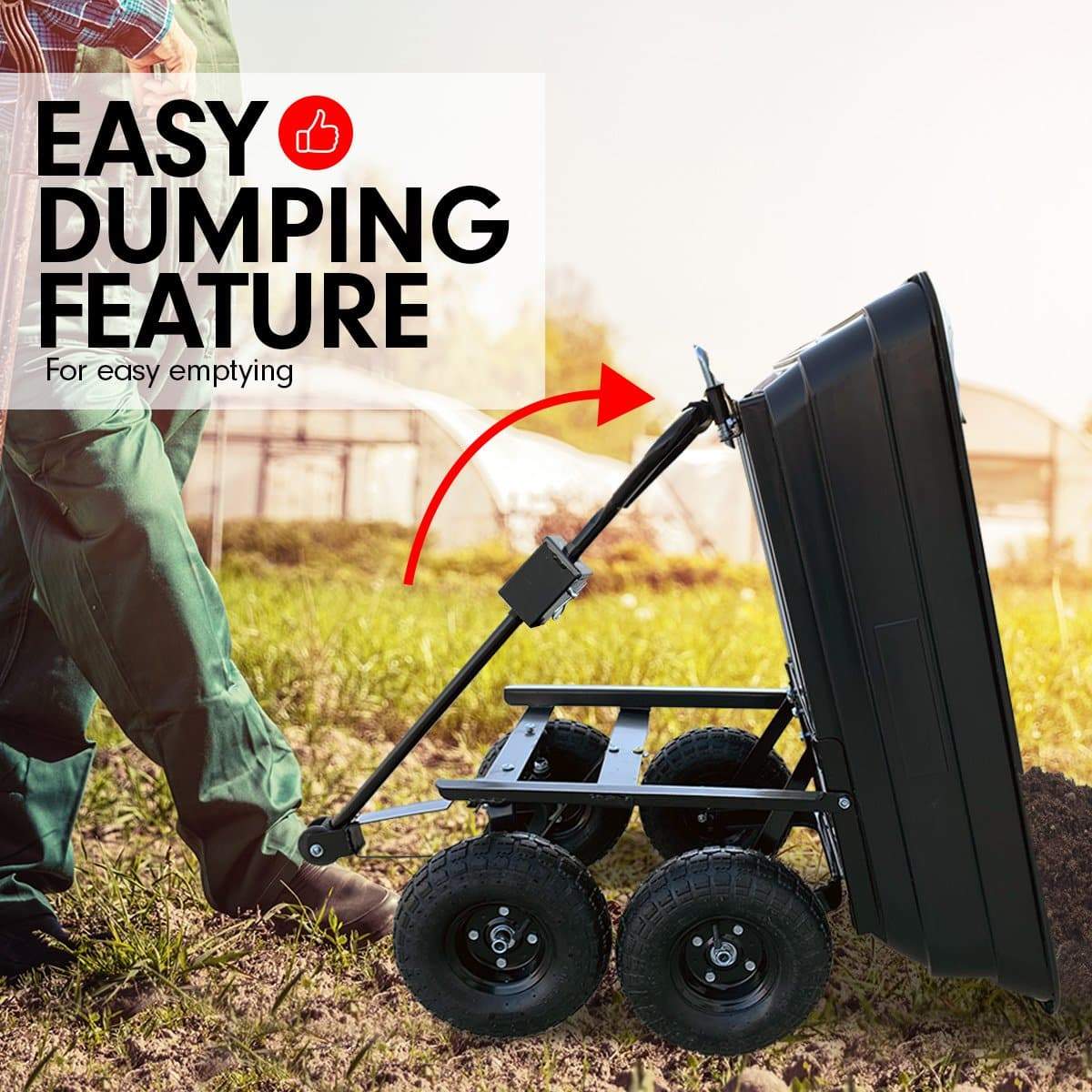 Garden Dump Cart Dumper Wagon Carrier Wheel Barrow  125L