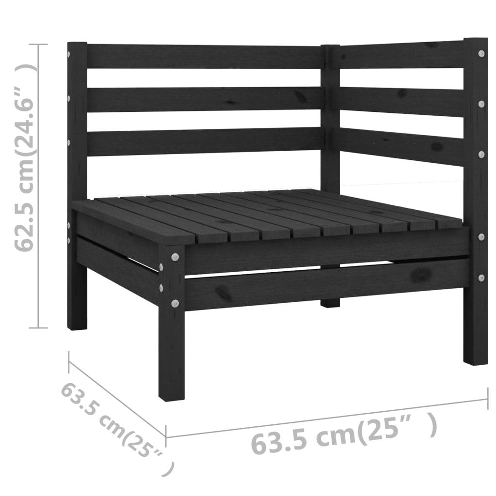 Garden Lounge Set 9 Piece Outdoor Black Solid Pinewood