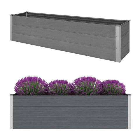 Garden Planter Grey 200x50x54 cm WPC