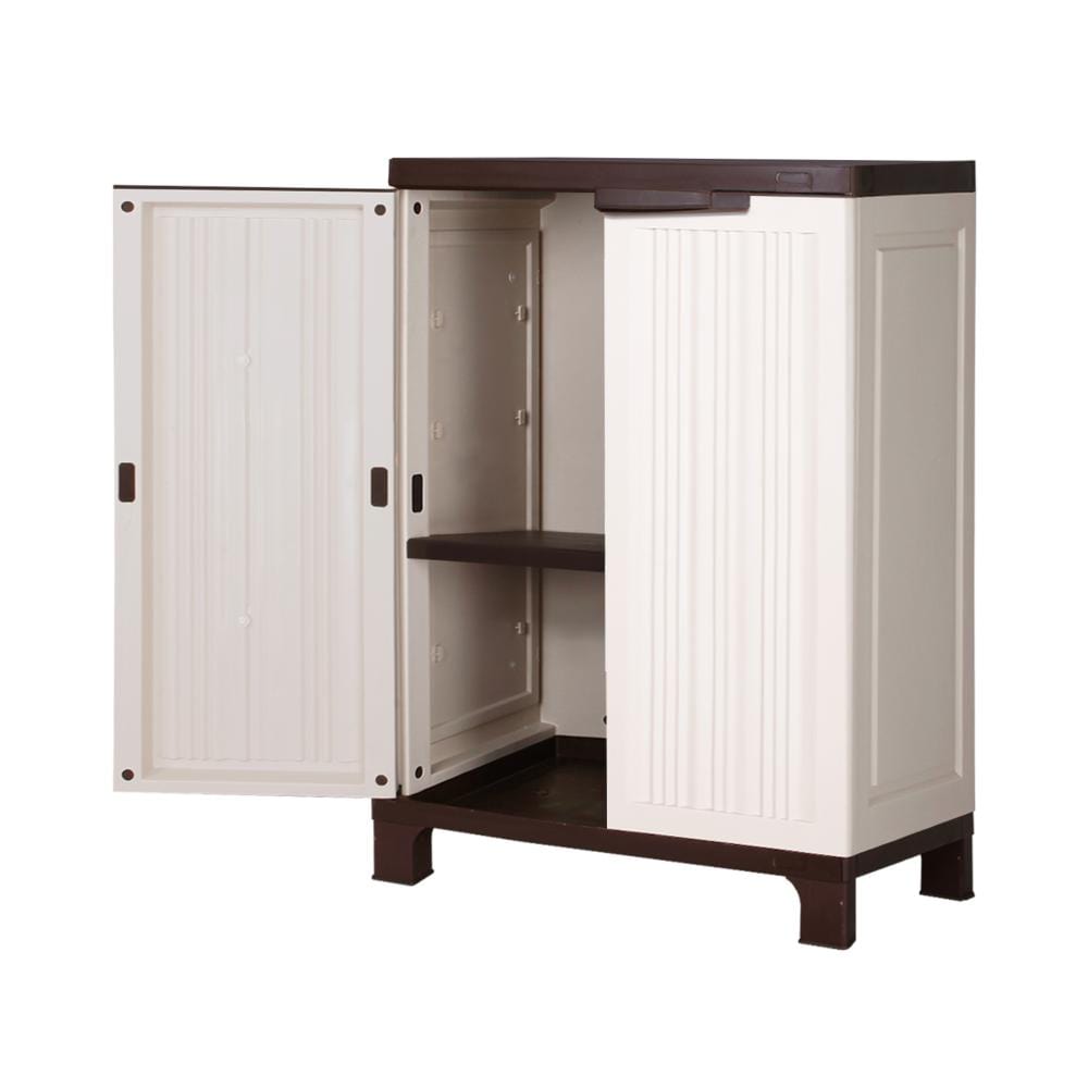 Garden Shed Outdoor Storage Cabinet with Adjustable Shelf and Lockable Door Beige