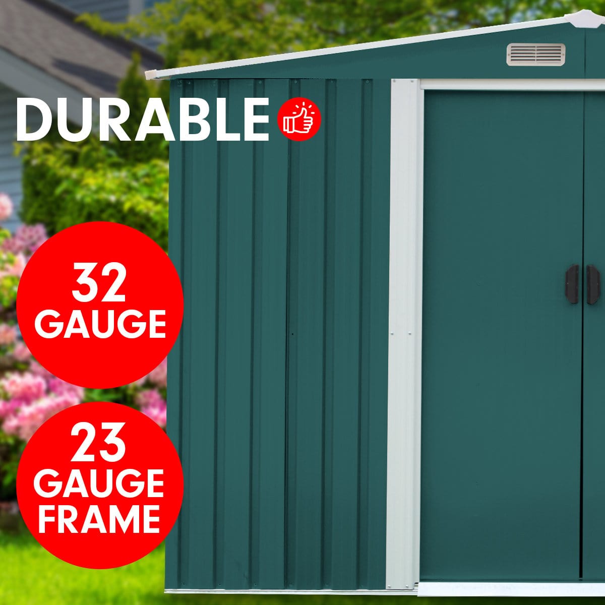 Garden Shed Spire Roof 6ft x 8ft Outdoor Storage Shelter - Green