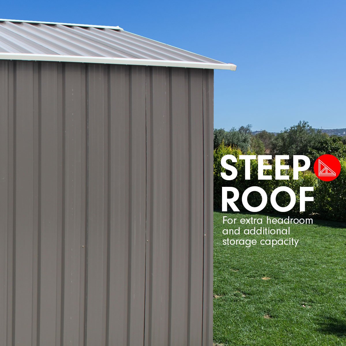 outdoor living Garden Shed Spire Roof 6ft x 8ft Outdoor Storage Shelter - Grey
