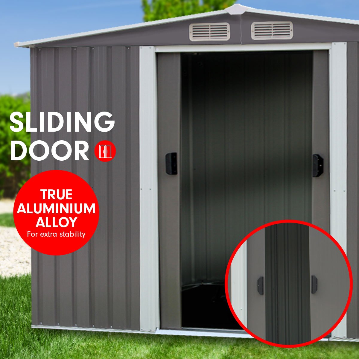 outdoor living Garden Shed Spire Roof 8ft x 8ft Outdoor Storage Shelter - Grey