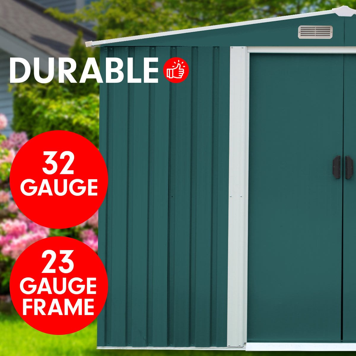Garden Shed Spire Roof 8x8ft - Green