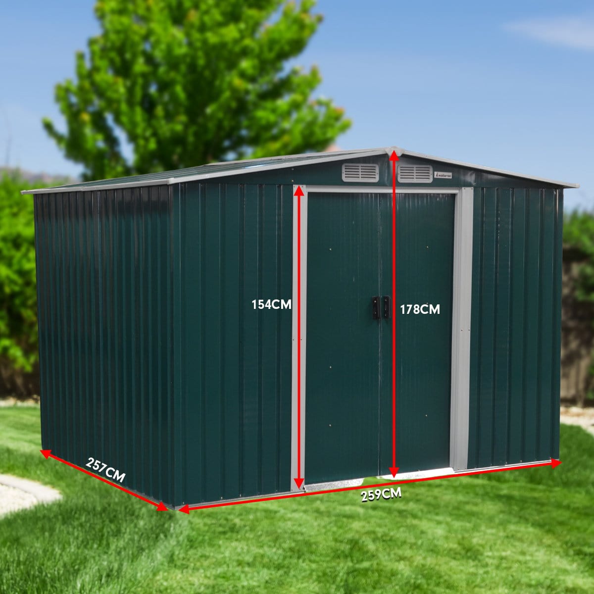 Garden Shed Spire Roof 8x8ft - Green