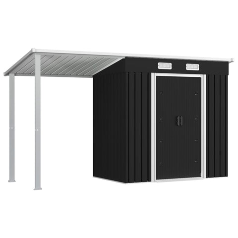 Garden Shed with Extended Roof Anthracite 335x121x184 cm Steel