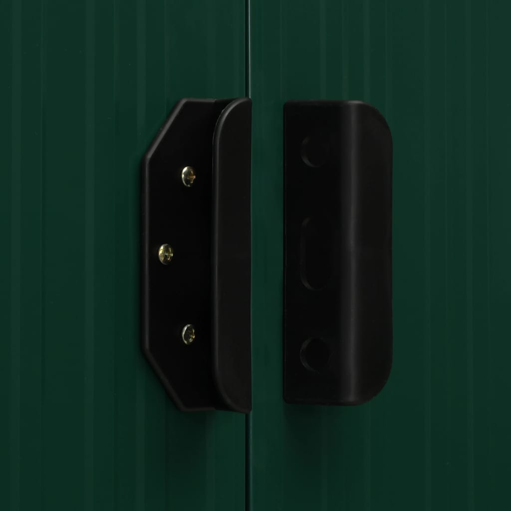 Garden Shed with Extended Roof Green 346x121x181 cm Steel