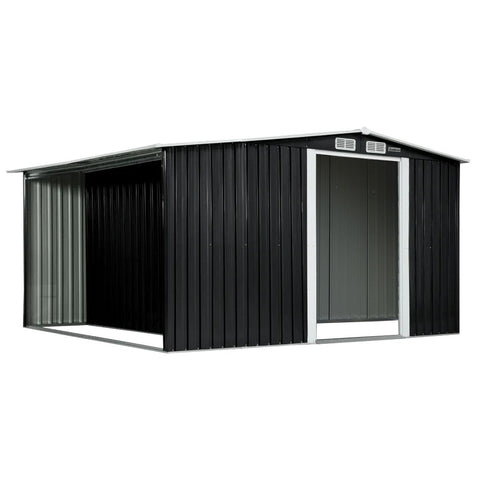 Garden Shed with Semi-Closed Storage 10*8FT - Black