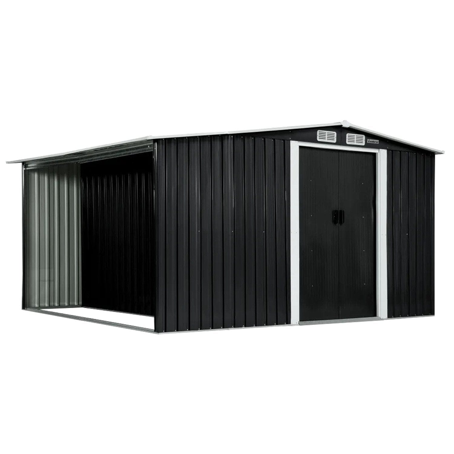 Garden Shed with Semi-Closed Storage 10*8FT - Black