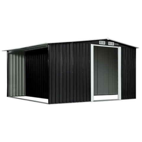 Garden Shed with Semi-Closed Storage 8*8FT - Black