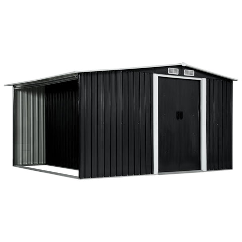 Garden Shed with Sliding Doors Anthracite 329.5x259x178 cm Steel