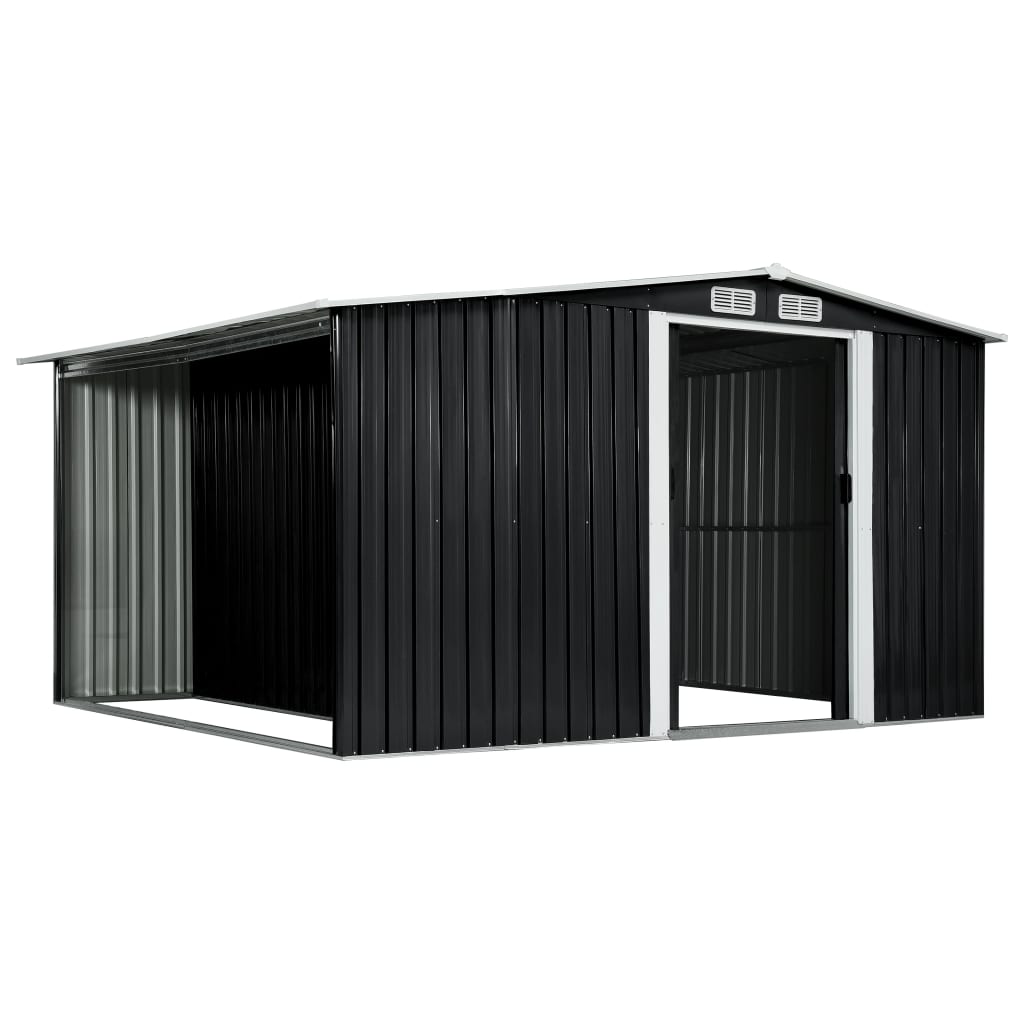 Garden Shed with Sliding Doors Anthracite 329.5x259x178 cm Steel