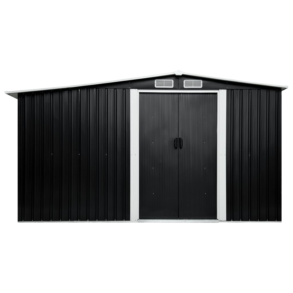Garden Shed with Sliding Doors Anthracite 329.5x259x178 cm Steel