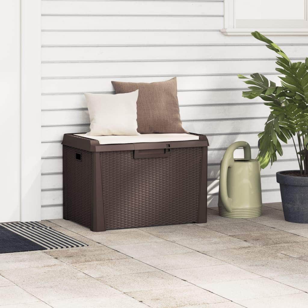 Garden Storage Box with Seat Cushion Brown