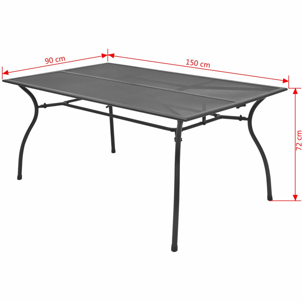 Garden Table 150x90x72 cm Steel Mesh