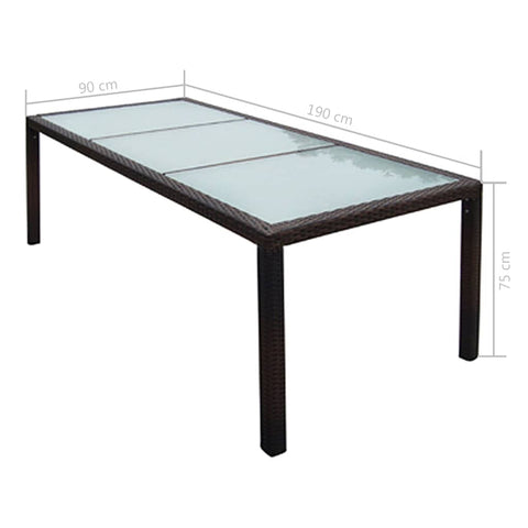 Garden Table  Brown Poly Rattan and Glass