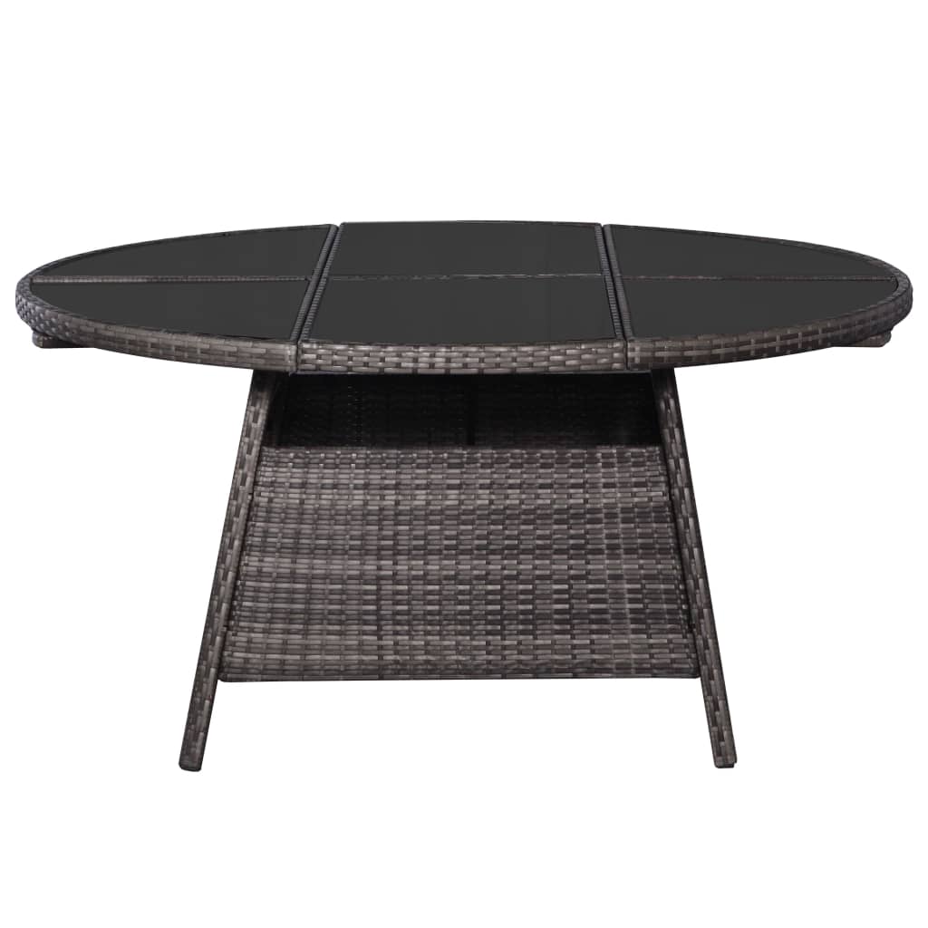 Garden Table Grey 150x74 cm Poly Rattan