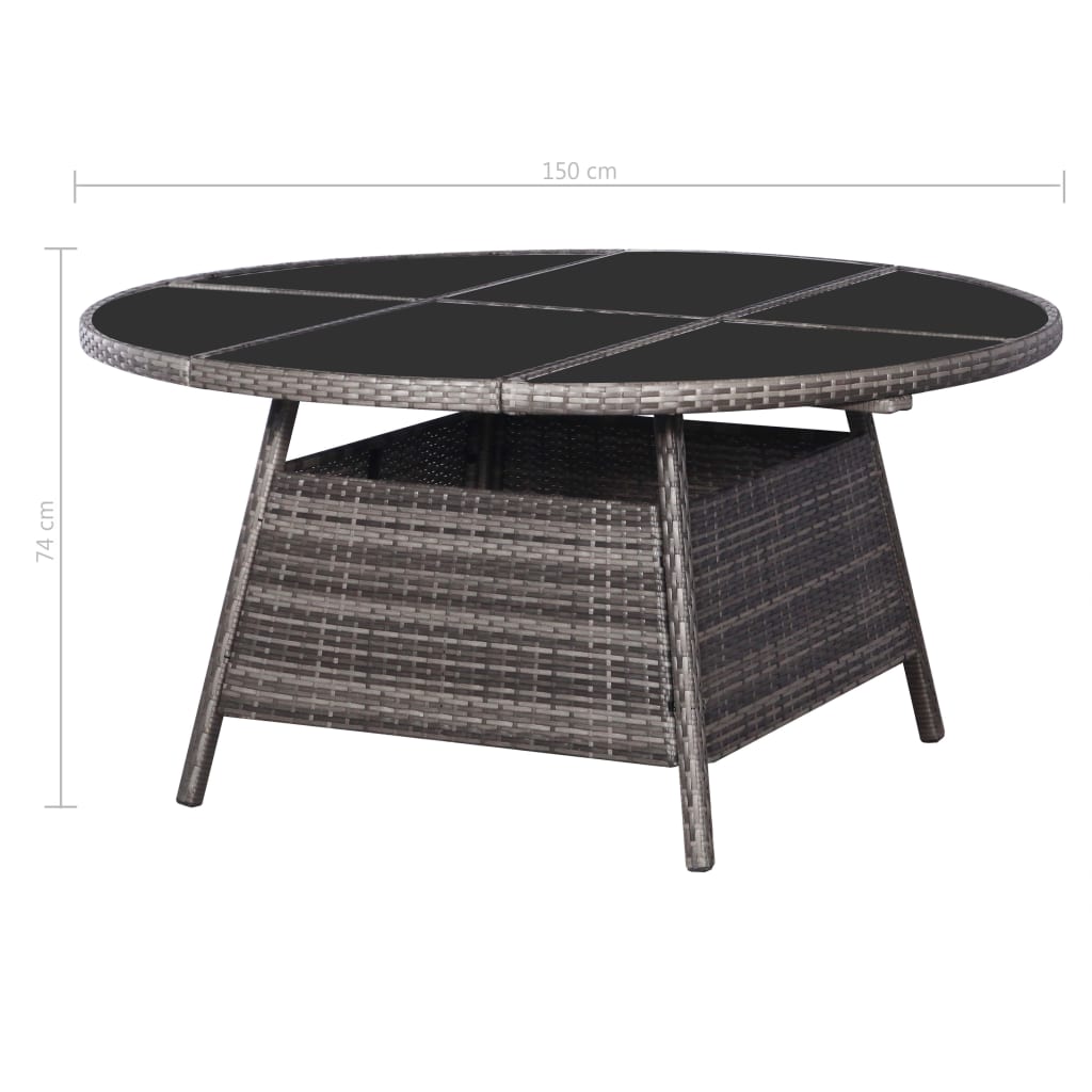 Garden Table Grey 150x74 cm Poly Rattan