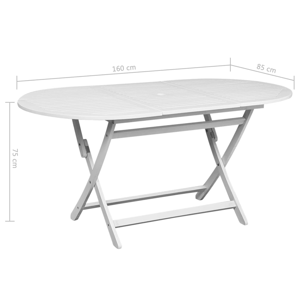 Garden Table White 160x85x75 cm Solid Acacia Wood