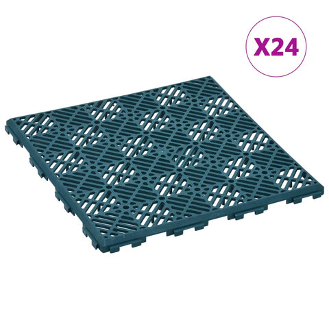 Garden Tiles 24 pcs Green 29x29 cm Plastic