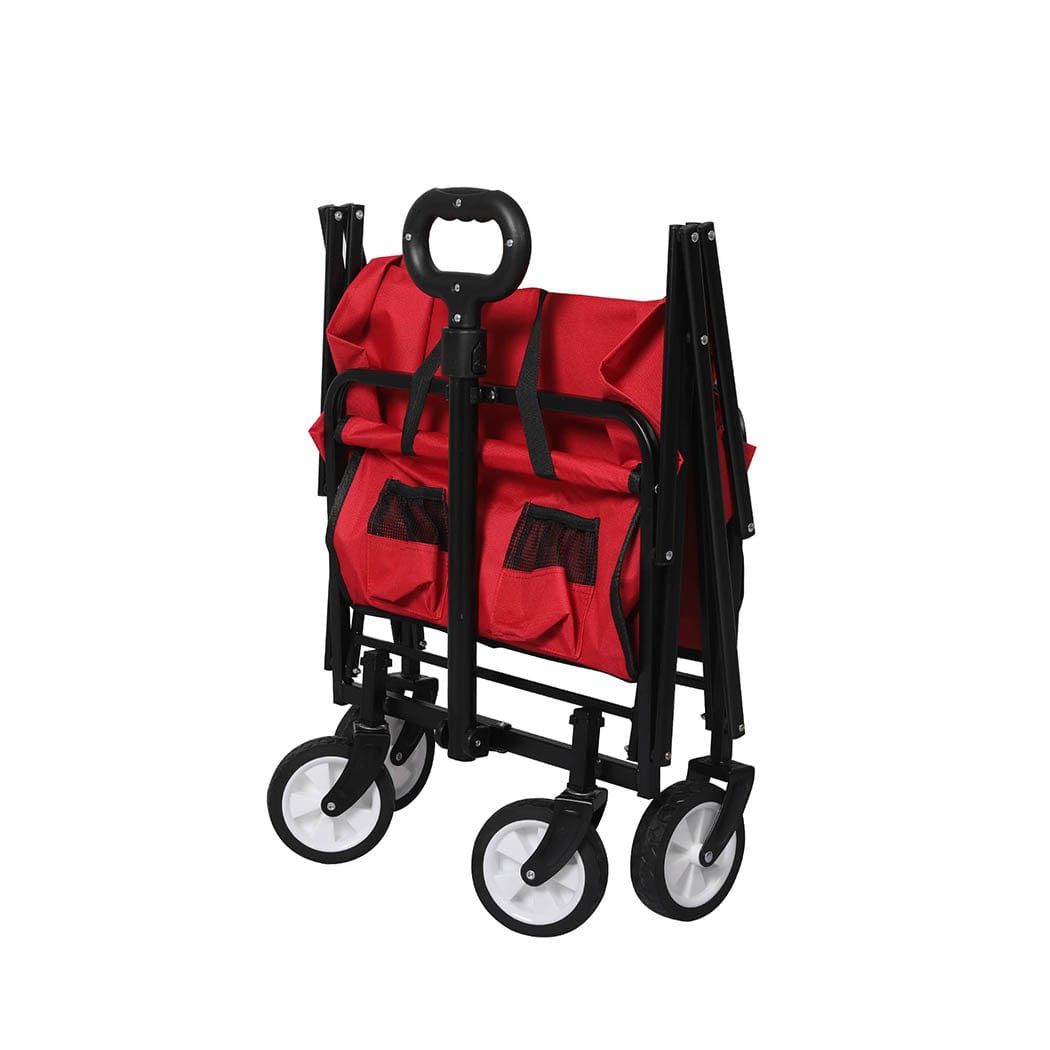 Garden Trolley Cart Foldable Picnic Wagon Outdoor Camping Trailer Red