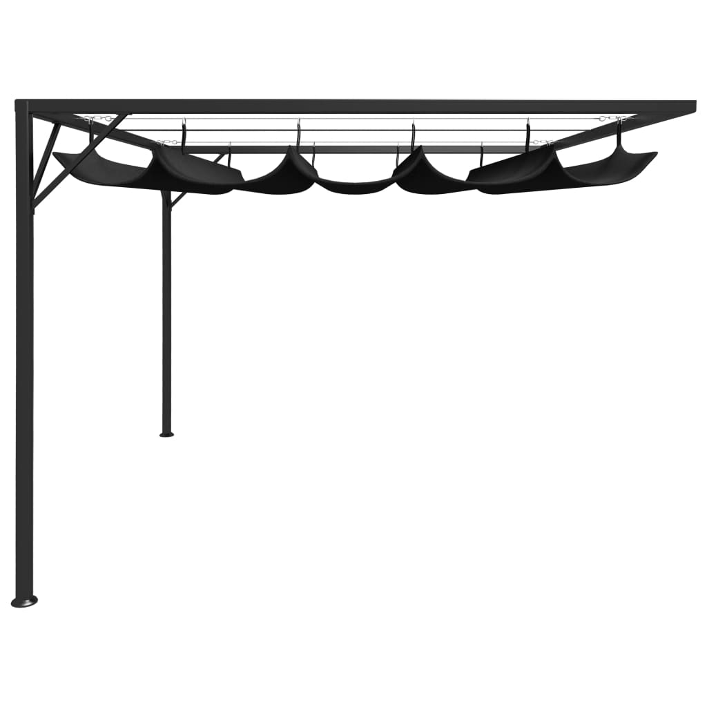 Garden Wall Gazebo with Retractable Roof Canopy 3x3 m Anthracite