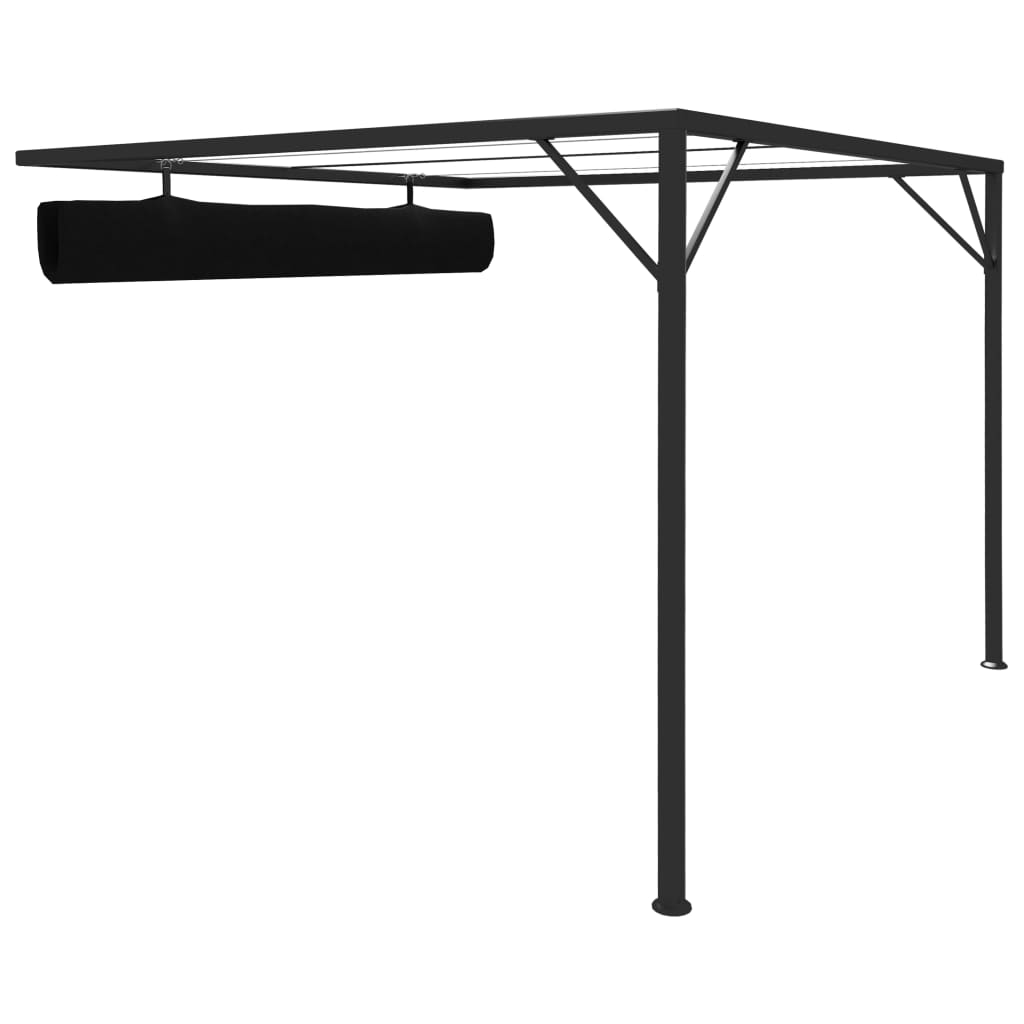 Garden Wall Gazebo with Retractable Roof Canopy 3x3 m Anthracite