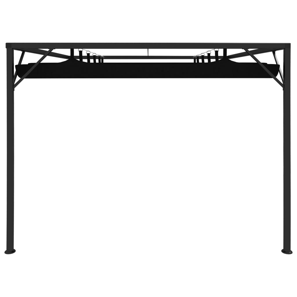 Garden Wall Gazebo with Retractable Roof Canopy 3x3 m Anthracite