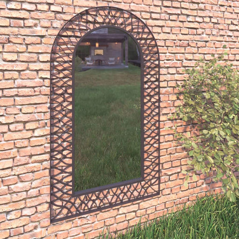 Garden Wall Mirror Arched 60x110 cm Black